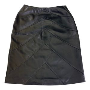 NWOT Escada 100% Leather All Black Skirt Size 38